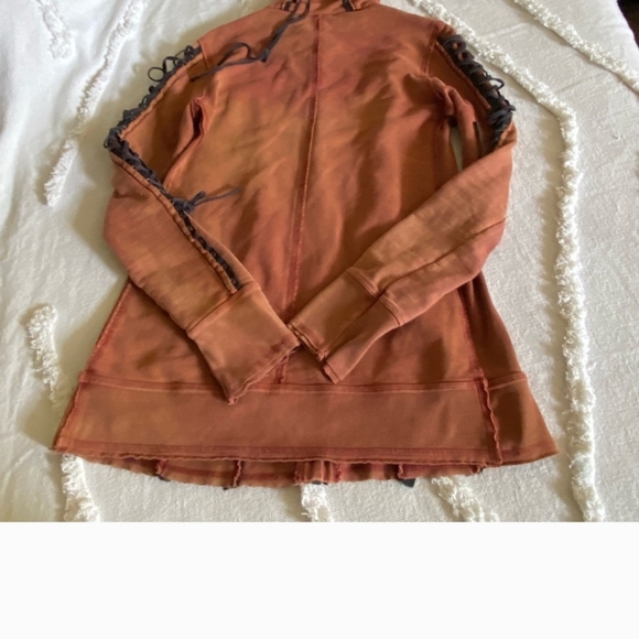 SALVAGE Y2K Corset Lace Up Sleeves Distressed Grunge Hoodie. L - Picture 8 of 12